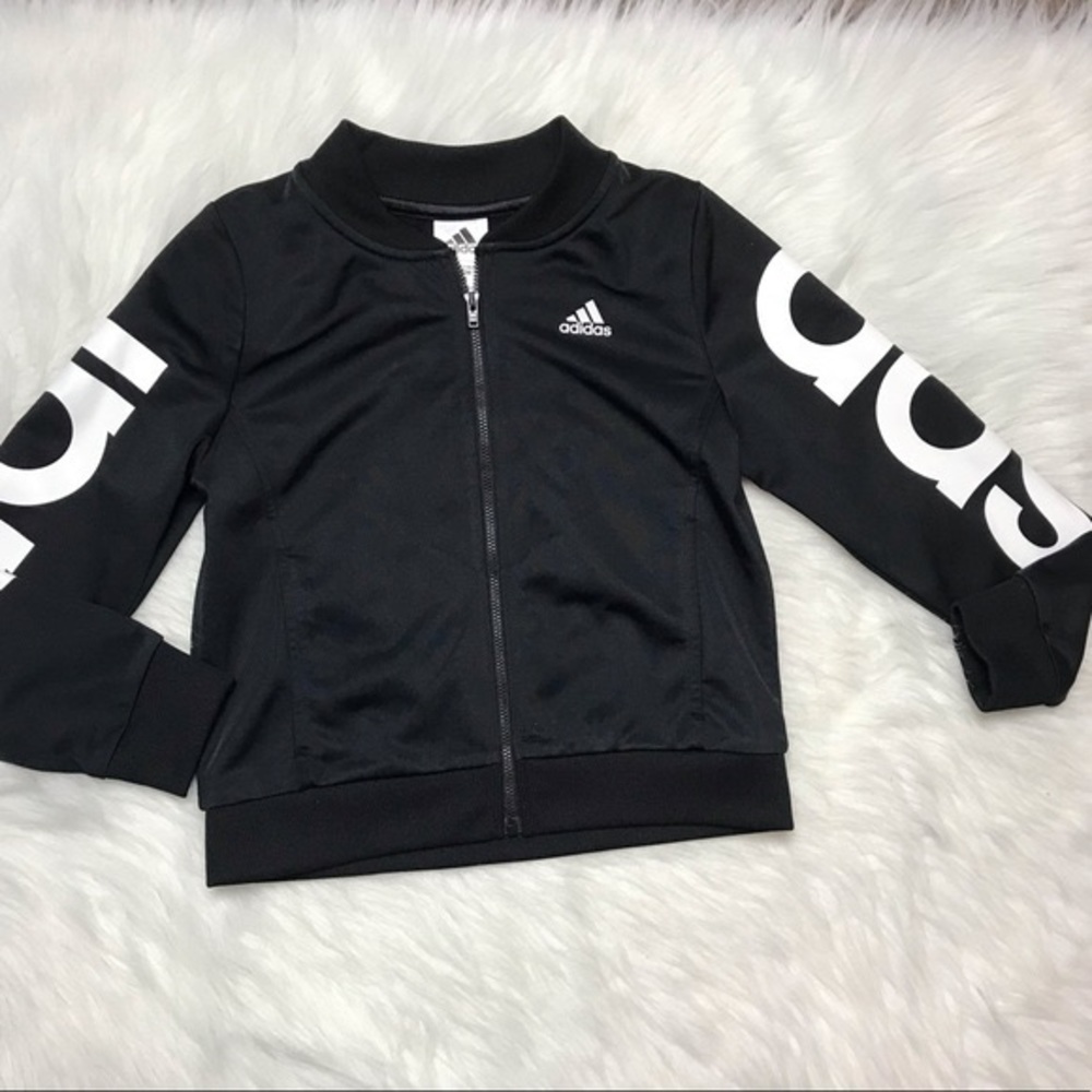🆕 Adidas Kids Unisex Spellout Zip Bomber Jacket